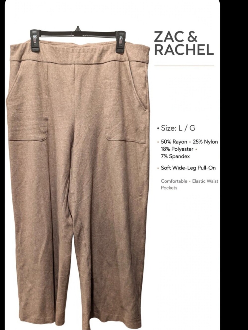 Zac & Rachel Taupe Straight-Leg Pull-On Pants